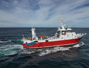 side view of a ship sailing