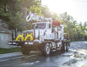 track with equipment on the road