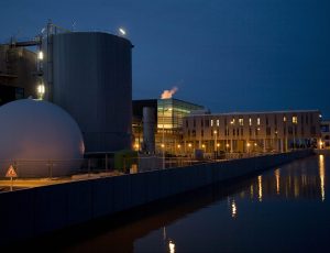 Factory during night time
