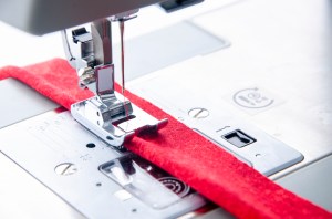 fabric on a sewing machine