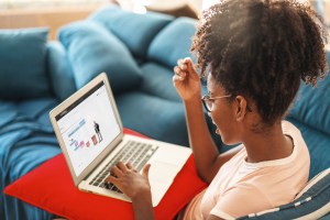 teenager using a laptop